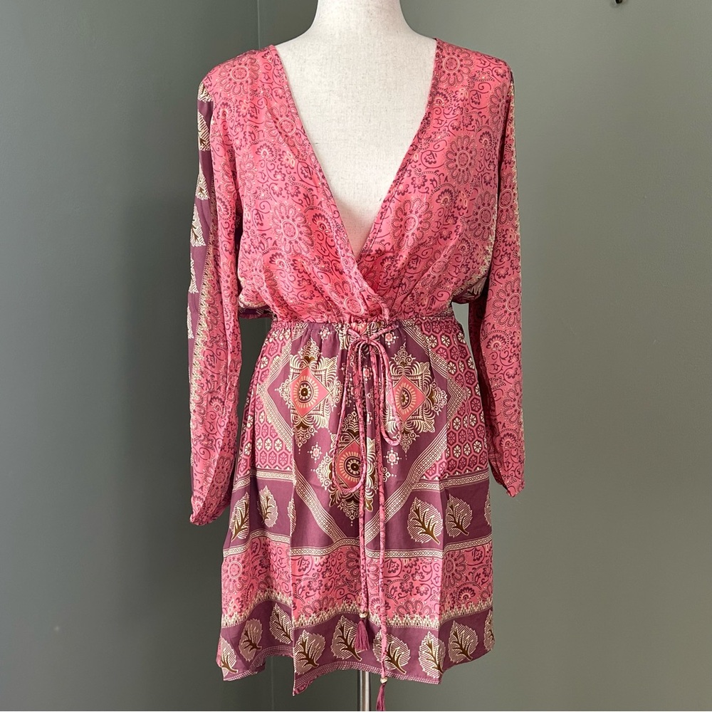NWT raga passion struck slit sleeve mini dress women’s size small pink boho